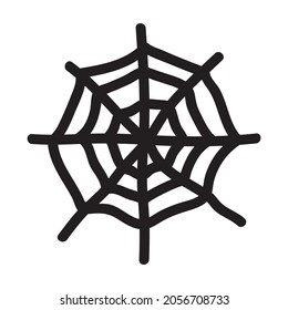 Isolated hand drawn vector illustration of cobweb in doodle style. Halloween element for festival design, invitation, greeting card.