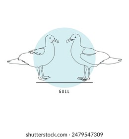 Isolated hand drawn vector illustration of a dove and a seagull