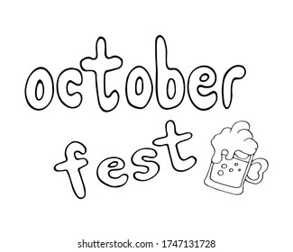 Cartas de vector dibujadas a mano aisladas del Festival de Octubre con una taza de cerveza al estilo de doodle. Ilustración para el diseño del festival, invitación, tarjeta de saludo, afiche.

