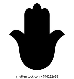 Isolated "Hand of Fatima" (or Khamsa, Hand of Hamsa) in black color. It is a palm-shaped amulet, famous in Middle East and North Africa  - Eps10 vector graphics and illustration
