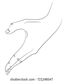 Isolated hand fingers that shows shape of half heart.