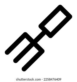 Isolated hand fork in outline icon on white background. Gardening tool