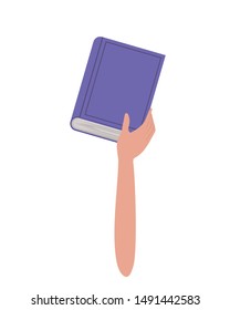 Isolated hand holding book design vector illustration