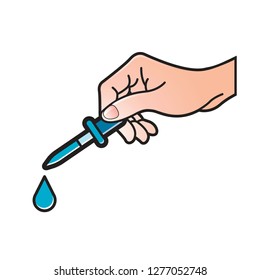 Isolated Hand Holding Eye Dropper Vector Drawing