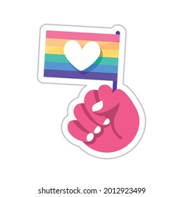 Isolated hand holding a flag with lgbt colors Vector