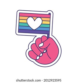 Isolated hand holding a flag with lgbt colors Vector