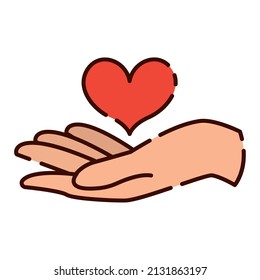 Isolated hand holding a heart flat design icon Vector illustration