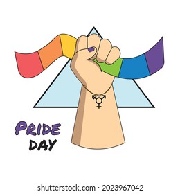 Isolated hand holding a lgbt flag pride day icon Vector