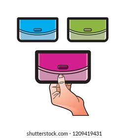 isolated hand holding purse vector drawing