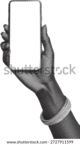 Isolated hand holding a smartphone horizontally displaying a blank white screen for copy space mockup