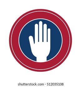 Isolated hand inside seal stamp of vote design