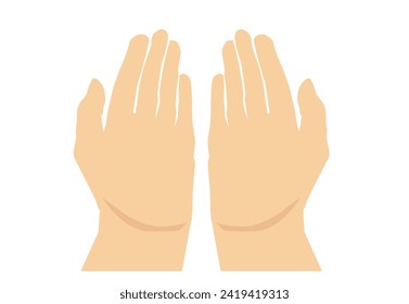 Isolated Hand Lifting Up in Prayer. Islamic gesture for praying. Editable Clip Art.