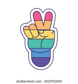 Isolated hand with peace symbol and lgtb colors Vector