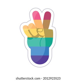 Isolated hand with peace symbol and lgtb colors Vector