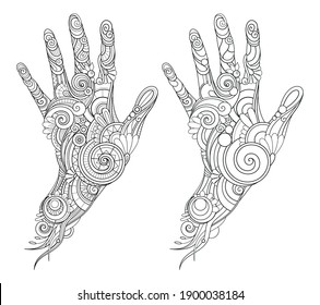 Isolated Hand Reaching Up For Something. Woman hands reaching forward. Object On White Background. Vector Pattern Design