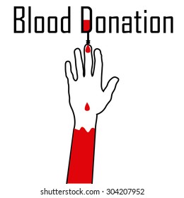 Isolated hand receiving blood on a white background. Vector illustration
