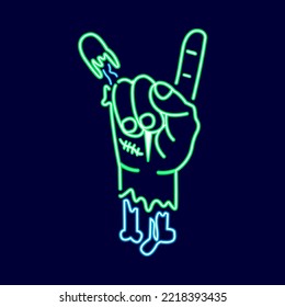 Isolated hand scary neon hallowen vector illustration