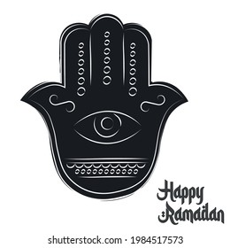 Isolated Hand symbol ramadan kareem draw black muslim holy vector illustration