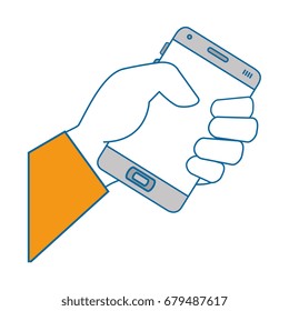 isolated hand taking cellphone