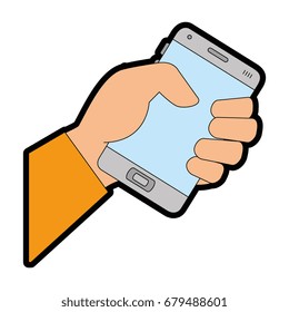 isolated hand taking cellphone