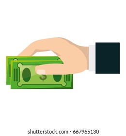 isolated hand taking money