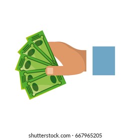 isolated hand taking money