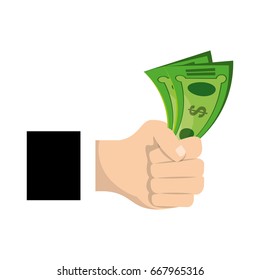 isolated hand taking money