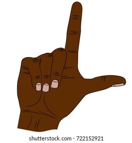 Isolated hand that shows gesture loser by index finger and thumb.