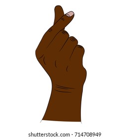 Isolated hand that shows symbol of korean heart or money.