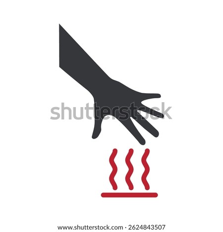 Isolated hand touching hot item, warning concept to avoid direct contact with dangerous surfaces due to extreme heat and burns.