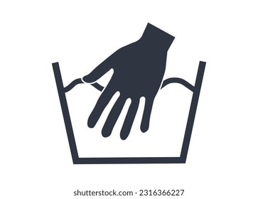 Isolated Hand Wash Vector. Concept of Laundry Symbols.
