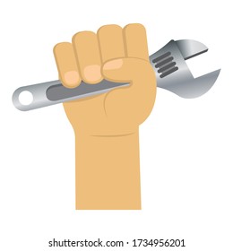 Isolated hand with a wrench - Vector illustration