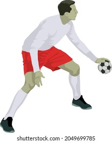 isolated handball player with the ball