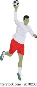 isolated handball player with the ball