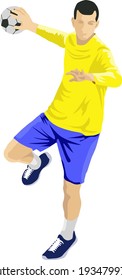 isolated handball player throwing the ball