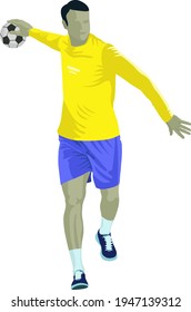 isolated handball player throwing the ball