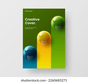 Isolated handbill A4 vector design concept. Premium 3D spheres flyer template.