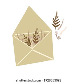 Postales y sobres dibujados a mano aislados. Colección moderna de diseños de cartas de primavera y amistad. Ilustración vectorial para web e impresión.
