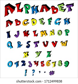 Isolated Hand-Drawn Vector Alphabet. Set With Colored English Letters.