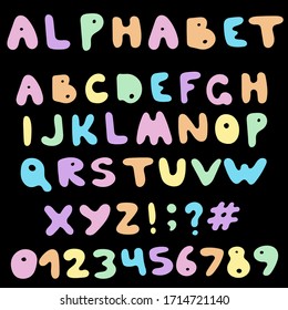 Isolated Hand-Drawn Vector Alphabet. Set With Colored English Letters.