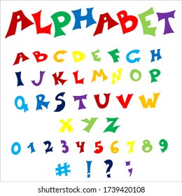 Isolated Hand-drawn Vector Alphabet. Set With Colorful English Letters.
