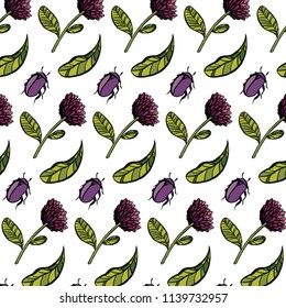 Isolated hand-drawn vector daisy seamless pattern