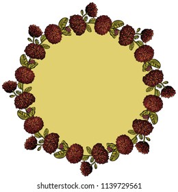 Isolated hand-drawn vector daisy wreath sketch