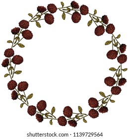 Isolated hand-drawn vector daisy wreath sketch