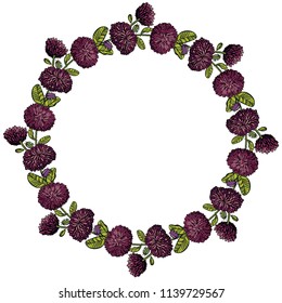 Isolated hand-drawn vector daisy wreath sketch