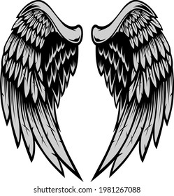 Isolated hand-drawn wing vector illustration. Perfect for a range of creative projects. With its intricate and unique design, it is an ideal choice for tattoos, t-shirts, sticker, and other uses.