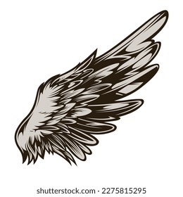 Isolated hand-drawn wing vector illustration. Perfect for a range of creative projects. With its intricate and unique design, it is an ideal choice for tattoos, t-shirts, sticker, and other uses.