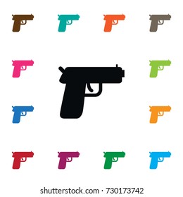 Isolated Handgun Icon. Pistol Vector Element Can Be Used For Handgun, Pistol, Gun Design Concept.