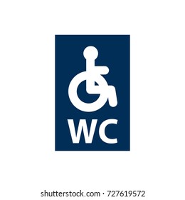 Isolated Handicapped Wc Icon Symbol On Clean Background. Vector Wheelchair Toilet Element In Trendy Style.