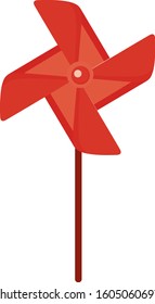 Isolated handmade windmill in red color illustration